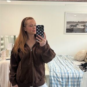 Women's Brown Zip-Up Jacket